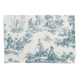 Französisches Toile de jouy sage grün elegant Kissenbezug