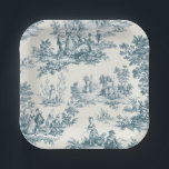 Französisches Toile de jouy sage grün elegant Pappteller<br><div class="desc">Französisches Toile de jouy Salbei grün.</div>