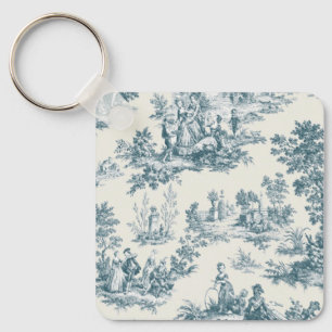 Französisches Toile de jouy sage grün elegant Schlüsselanhänger