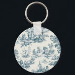 Französisches Toile de jouy sage grün elegant Schlüsselanhänger<br><div class="desc">Französisches Toile de jouy Salbei grün.</div>