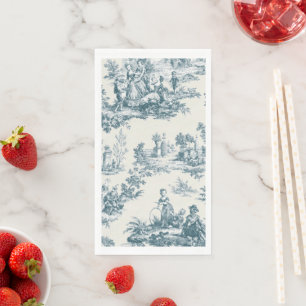 Französisches Toile de jouy sage grün elegant Serviette