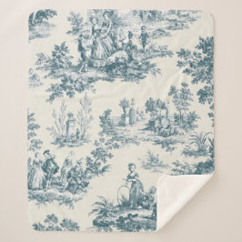 Französisches Toile de jouy sage grün elegant Sherpadecke