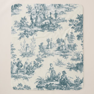 Französisches Toile de jouy sage grün elegant Sherpadecke
