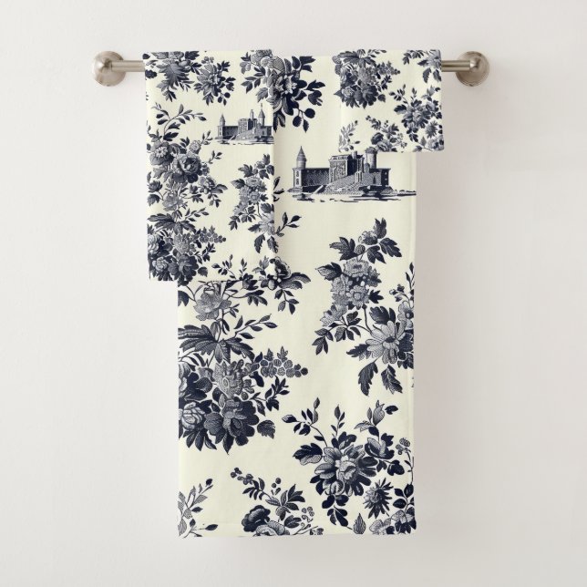Französisches Toile Floral Muster Badhandtuch Set (Insitu)