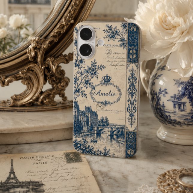 Französisches Toile-Monogramm  iPhone 16 Hülle (Von Creator hochgeladen)