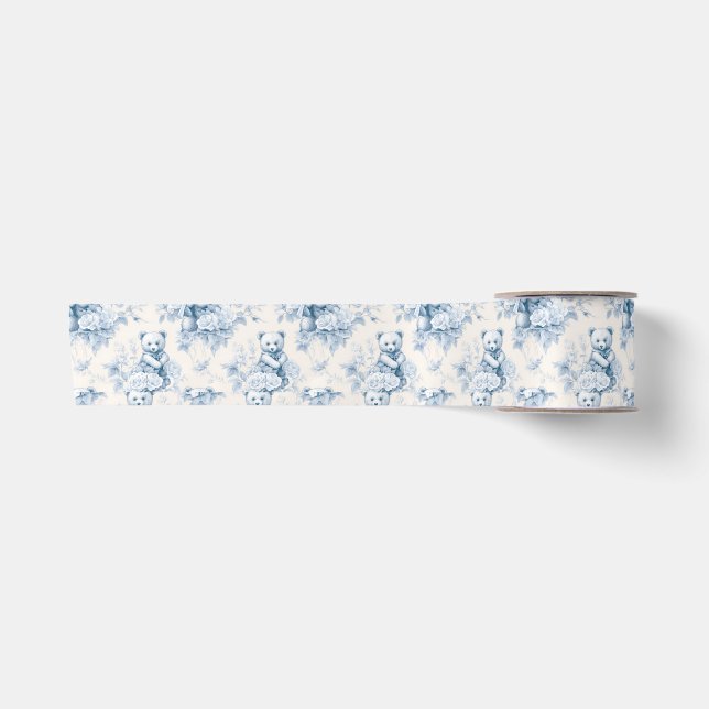 Französisches Toilettenpapier mit Blumenmuster und Satinband (Vorderseite)