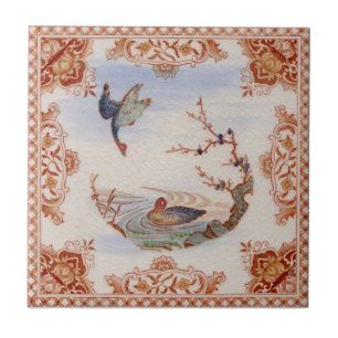 Französisches Transferware mit Ducks Repro Fliese