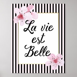 Französisches Typografie-Schwarzes und rosa Poster