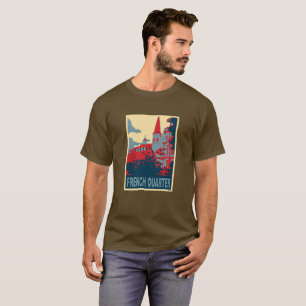 Französisches Viertel in Blau, Abstrakte Kirche T-Shirt