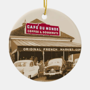 Französisches Viertel-Kaffee-Stand 1950 Keramikornament