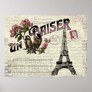 Französisches Vintage-Liebesplakat Poster
