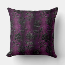 Französisches vintage schwarzes florales Damast li