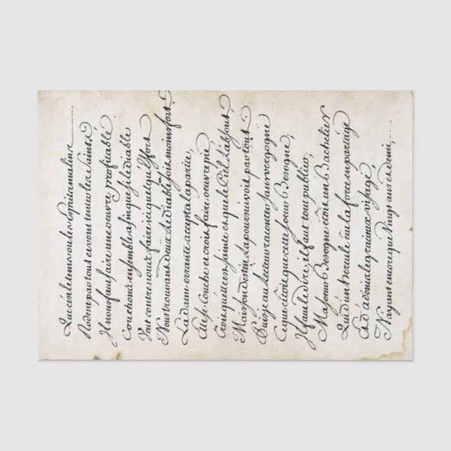 Französisches Vintages Schriftzeichen Seidenpapier (Vorderseite)
