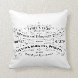französisches Vintages Typografie-Shabby Kissen