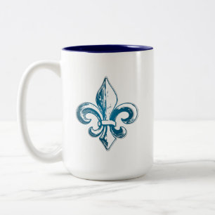 Französisches Volk Fleur de Lys mittelalterliche B Zweifarbige Tasse
