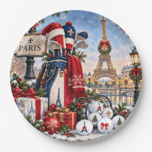 Französisches Weihnachten Paris Eiffelturm Golf  Pappteller