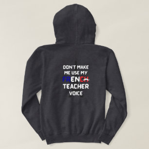 Französischlehrer witziger weißer Text vorne und h Hoodie