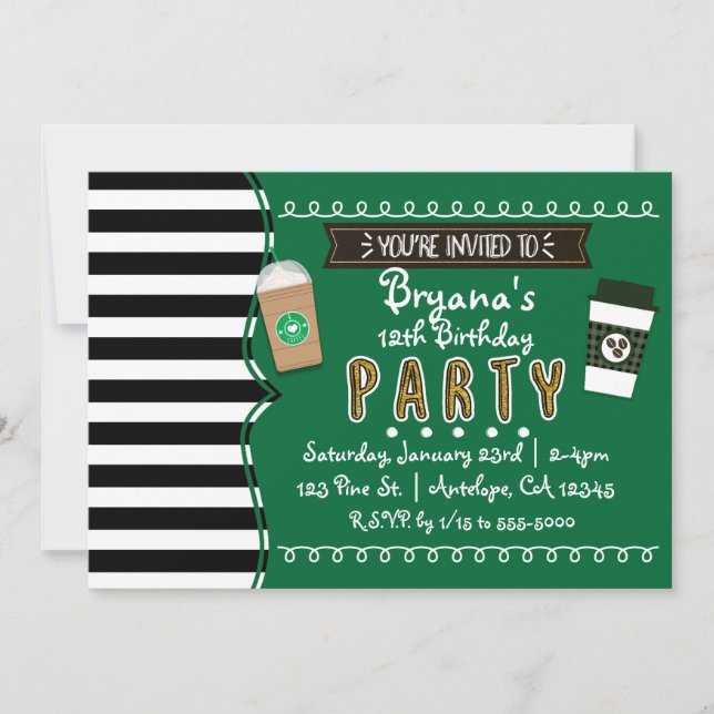 Frap Café Anniversaire Fête Invitations chic (Devant)