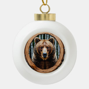 Frappantes Bärenporträt Keramik Kugel-Ornament