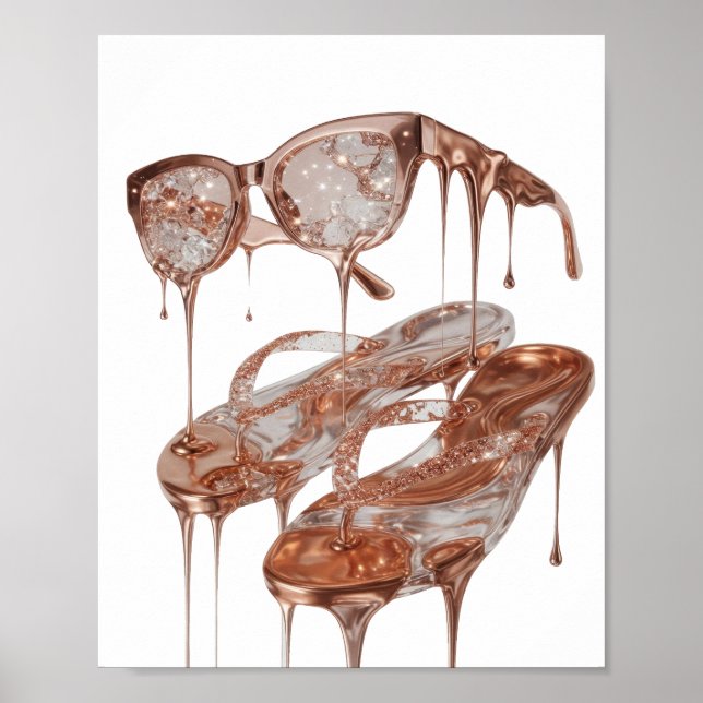 Frappierendes Silber ROSE GOLD GLAMOUR Statement D Poster (Vorne)