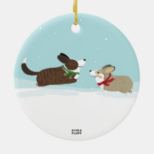 Frapping im Schnee Keramikornament