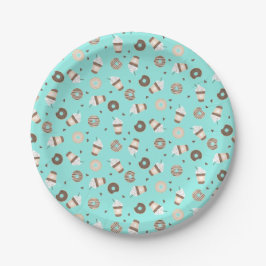Frappuccino Kaffee Sprinkler Donut Muster Pappteller