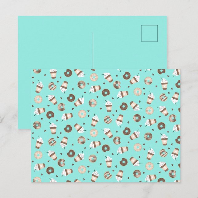 Frappuccino Kaffee Sprinkler Donut Muster Postkarte (Vorne/Hinten)