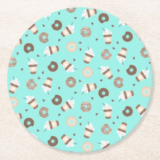 Frappuccino Kaffee Sprinkler Donut Muster Runder Pappuntersetzer