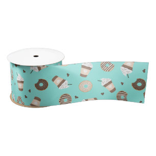 Frappuccino Kaffee Sprinkler Donut Muster Satinband