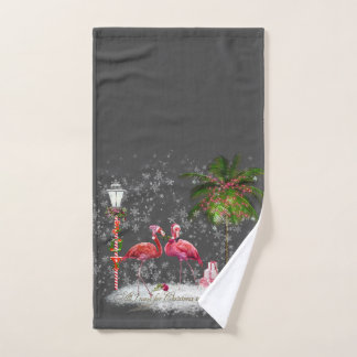 Frase de Natal Com Casal de Flamingos Handtuch