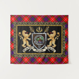 Fraser Clan Abzeichen & Motto mit Löwen Wandteppich