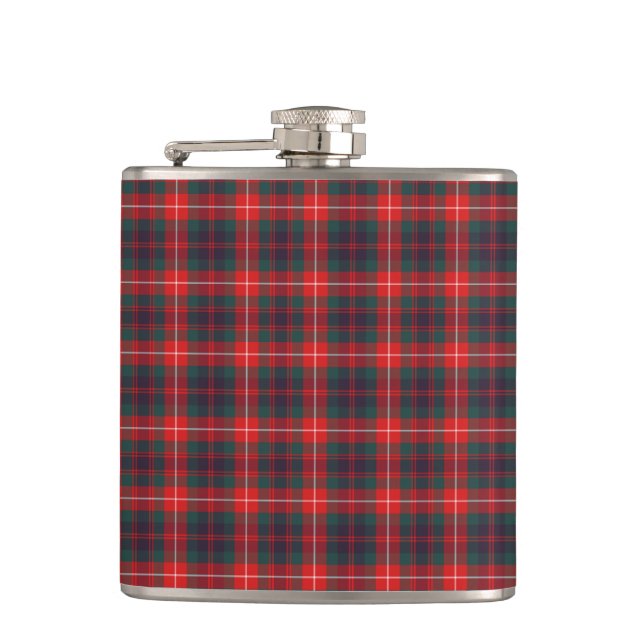 Fraser Clan Bright Red and Navy Blue Modern Tartan Flachmann (Vorderseite)