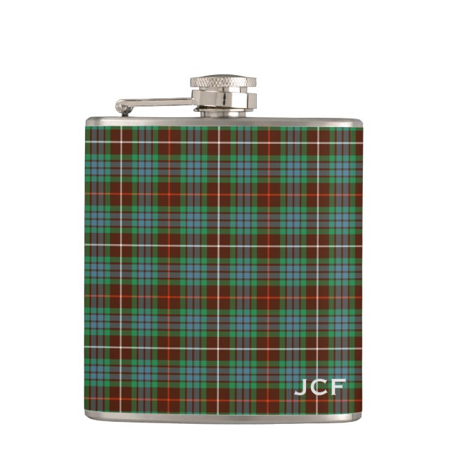 Fraser Clan Hunting Tartan Monogram Flachmann (Vorderseite)