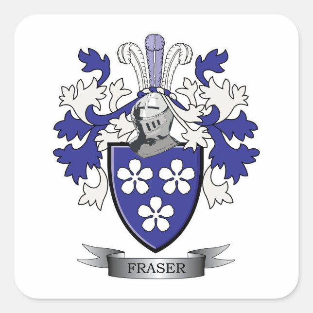 Fraser-Familienwappen-Wappen Quadratischer Aufkleber (Vorderseite)