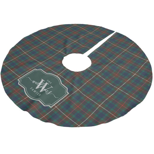 Fraser Hunting Tartan Schottischer Clan Plaid Polyester Weihnachtsbaumdecke (Schrägansicht)