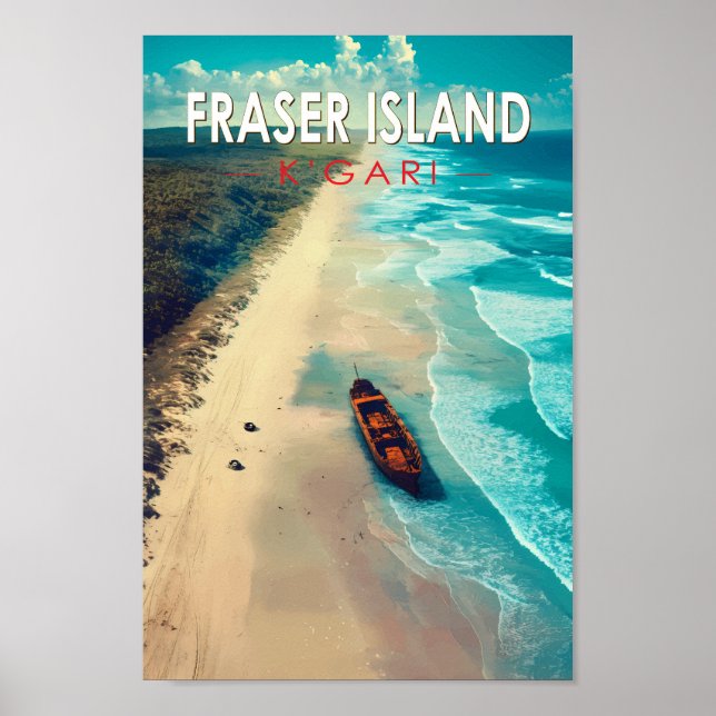 Fraser Island K'gari Australien Reisen Vintag Poster (Vorne)