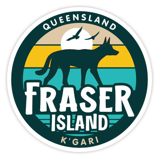 Fraser Island, Queensland Australien Sticker (Fraser Island, K'Gari Queensland Retro Round Sticker)