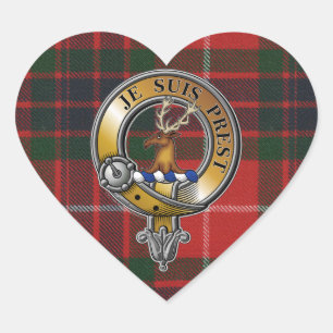 Fraser Lovat Tartan & Abzeichen Herz-Aufkleber