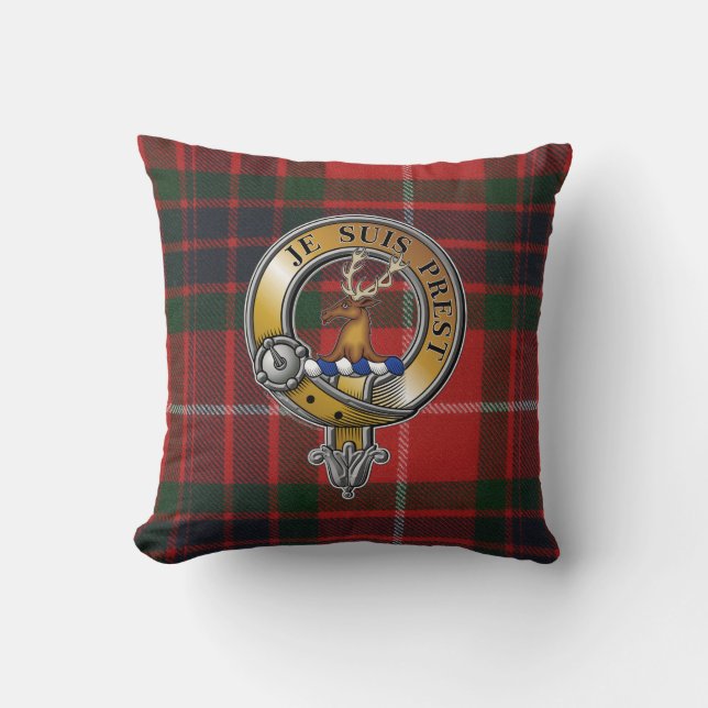 Fraser Lovat Tartan & Abzeichen Kissen (Vorderseite)
