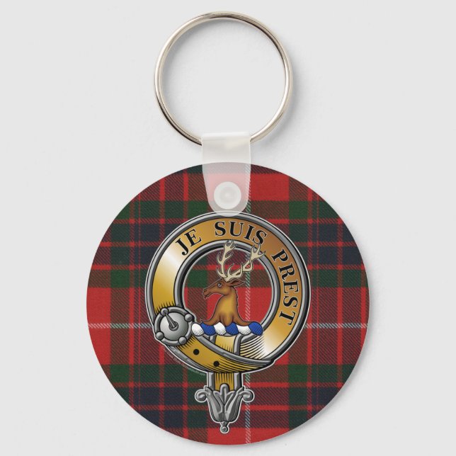 Fraser Lovat Tartan & Abzeichen Schlüsselanhänger (Vorderseite)