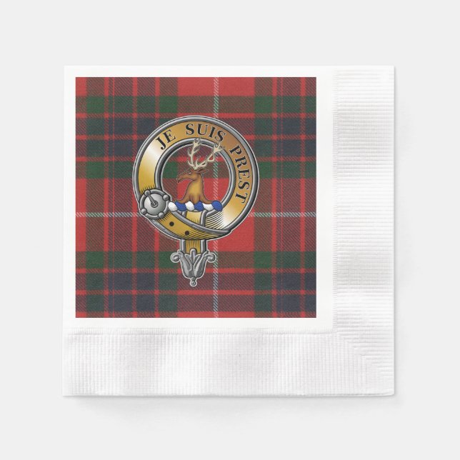 Fraser Lovat Tartan & Abzeichen Serviette (Vorderseite)