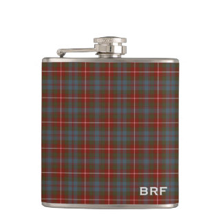 Fraser of Lovat Weathered Tartan Monogram Flachmann