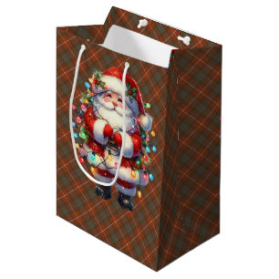 Fraser Red verwitterter schottischer Tartan-Weihna Mittlere Geschenktüte