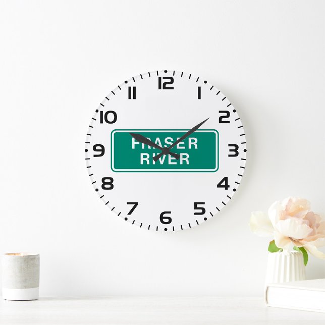Fraser River Highway Sign British Columbia Kanada Große Wanduhr (Von Creator hochgeladen)