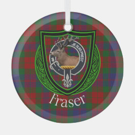 Fraser-Schottischer Clan-Tartan und -Wappen Ornament Aus Glas