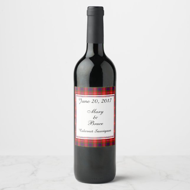 Fraser Scottish Wedding Wine Label Weinetikett (Vorderseite)