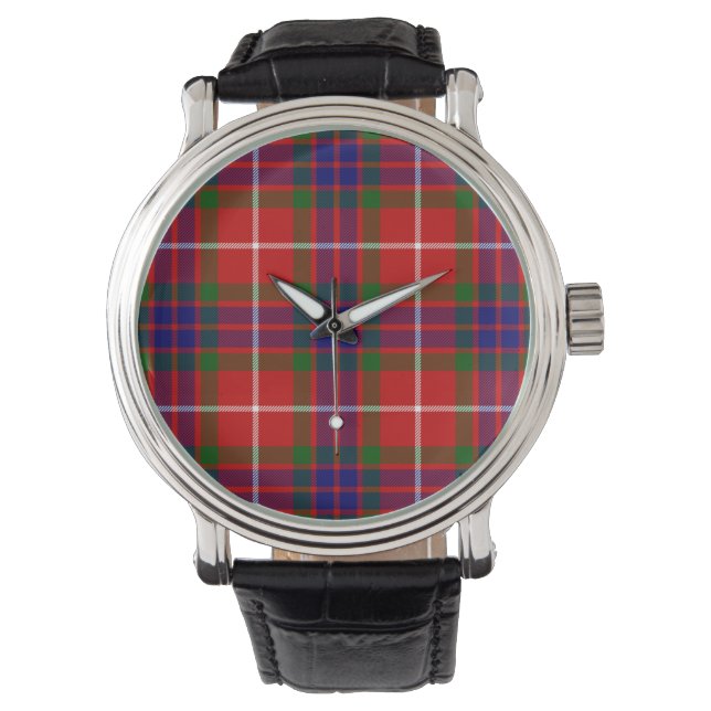 Fraser tartan red blue lila kariert armbanduhr (Vorderseite)