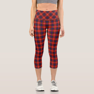 Fraser tartan red blue lila kariert capri leggings