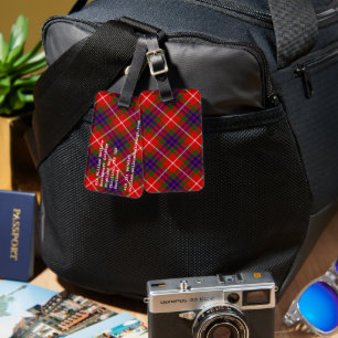 Fraser tartan red blue lila kariert gepäckanhänger