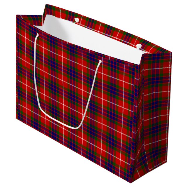 Fraser tartan red blue lila kariert große geschenktüte (Vorderseite Schrägansicht)